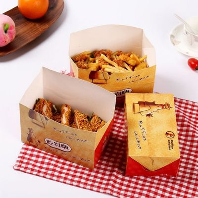 닭고기 구이 박스를 패키징하는 7CM 300gsm 패스트 푸드는 용지함을 꺼냅니다