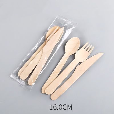 140 밀리미터 버릴 수 있는 나무로 된 만찬 모임 칼붙이는 미생물에 의해 분해된 포크 나이프와 스푼에서 설정했습니다