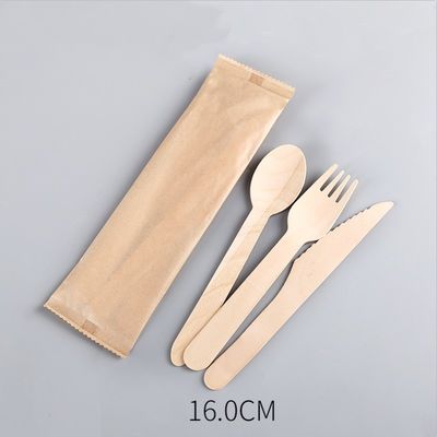 140 밀리미터 버릴 수 있는 나무로 된 만찬 모임 칼붙이는 미생물에 의해 분해된 포크 나이프와 스푼에서 설정했습니다