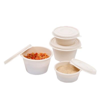 소스 부분을 적응시키는 4OZ 버릴 수 있는 옥수수 녹말 식기류는 LID로 잔 모양으로 만듭니다