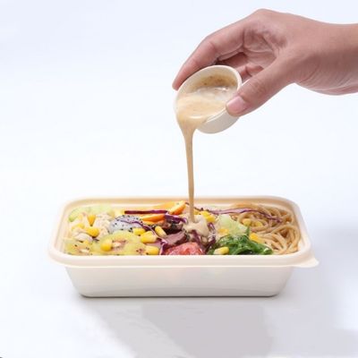소스 부분을 적응시키는 4OZ 버릴 수 있는 옥수수 녹말 식기류는 LID로 잔 모양으로 만듭니다