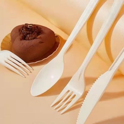 6In Eco 옥수수 녹말 식기류 150 밀리미터 미생물에 의해 분해된 스푼과 포크 나이프 케이터링 접시류