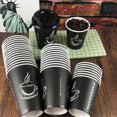 2.5 온스 맞춘 인쇄된 검은 일회용 커피 컵 8 온스 커피는 벽 컵을 선발합니다