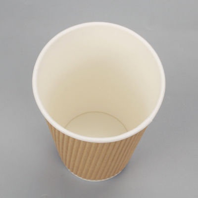 커피를 위한 90MM PS PLA 재활용할 수 있는 12 온스 크라프트지 잔물결 종이컵 트리플 벽
