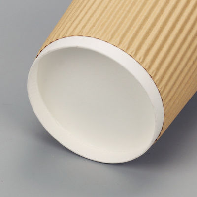커피를 위한 90MM PS PLA 재활용할 수 있는 12 온스 크라프트지 잔물결 종이컵 트리플 벽