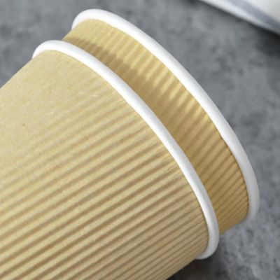 커피를 위한 90MM PS PLA 재활용할 수 있는 12 온스 크라프트지 잔물결 종이컵 트리플 벽
