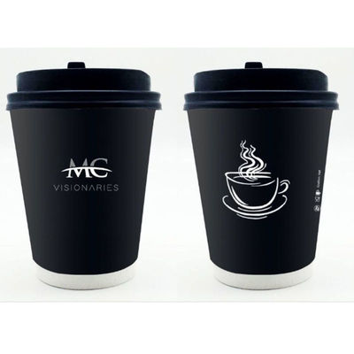 EN13432 일회용 종이는 Lid로 400Ml 12Oz 맞춘 테이크아웃식음식 커피컵을 잔 모양으로 만듭니다