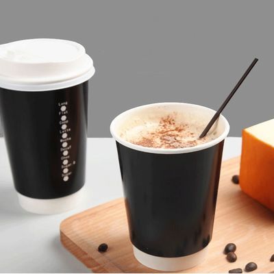 EN13432 일회용 종이는 Lid로 400Ml 12Oz 맞춘 테이크아웃식음식 커피컵을 잔 모양으로 만듭니다