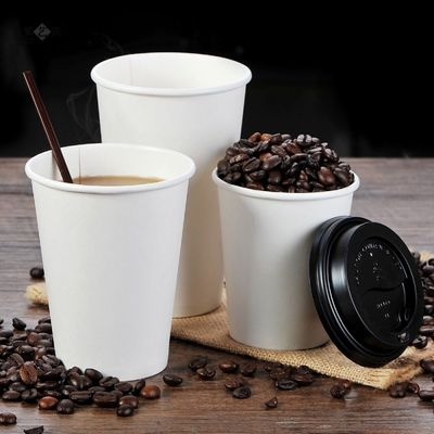 12OZ 300gsm 소다 냉각 음료 일회용 종이는 LID로 주스 백서 컵을 잔 모양으로 만듭니다